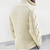 Herren Herbst Winter Einfarbiger Rollkragen-Strickcardigan Europäischer Stil Langarm Knitterfreier Pullover Lässige Strickjacke