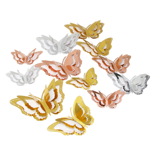 Adesivi Murali 3D a Forma <span class=keywords><strong>di</strong></span> Farfalle Dorate Rimovibili, 12 Pezzi, 12 Stili, 3 Misure, Riutilizzabili, per Capodanno e Cameretta Bambini - Product Image 1