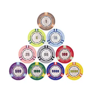 YH 39mm 10g Mix Colors Ceramic Casino Wheat Texas Poker Chips Set With Custom Denominations