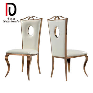 งานแต่งงานที่หรูหราเก้าอี้บัลลังก์กษัตริย์เก้าอี้โรงแรมสูงกลับสแตนเลสสีขาวหนัง Pu รับประทานอาหารเก้าอี้พระราช - Product Image 5