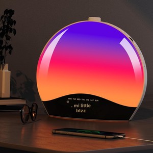 Lampe de chevet avec simulation d'aube, <span class=keywords><strong>radio</strong></span> FM et double horloge, design nordique moderne, alimentée par USB - Product Image 3