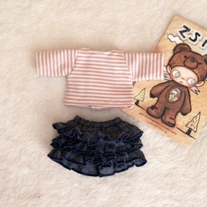 Vêtements pour poupées, accessoires, T-shirt rayé + jupe, ensemble pour poupée de 20 cm, 1/8, accessoires vestimentaires pour poupées - Product Image 6