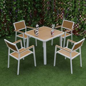 เก้าอี้ไม้และโต๊ะทำจากอะลูมิเนียมอัลลอย - Product Image 4