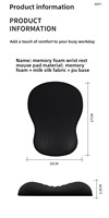 Tapis de souris ergonomique avec repose-poignet à mémoire de forme, support de poignet pour bureau, support de main pour clavier (pour femme)