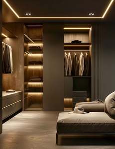 Muebles de Dormitorio Modernos de Alta Gama, Plegables, con Múltiples Espacios de Almacenamiento, en Negro y Dorado, Diseño Personalizado, Armario para Hombre - Product Image 2