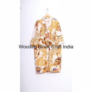 ชุดคลุมกิโมโนผ้าฝ้ายแท้ปักลายดอกไม้หลากสี งานฝีมือสวยงาม เหมาะสำหรับฤดูใบไม้ร่วงและฤดูหนาว สไตล์ลำลองสำหรับผู้หญิง - Product Image 1