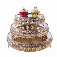 Présentoir à Desserts Miroir en Gros, Support à Gâteau de Mariage, Présentoir à Cupcakes 3 Pièces, Fournitures de Décoration de Gâteaux pour Mariage et Fête d'Anniversaire