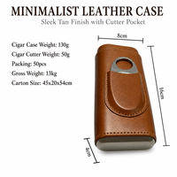 Étui de Voyage Portable de Luxe pour Cigares avec Miroir, Humidor 3 Doigts en Cuir Véritable, Coupe-Cigares et Cèdre Espagnol
