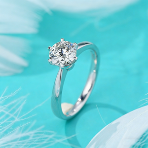 Anillo de Compromiso SGARIT Personalizado con Diamante Cultivado en Laboratorio de 1, 2 o 3 Quilates, Certificado IGI, <span class=keywords><strong>Oro</strong></span> Blanco de 18K, 6 Puntas, Solitario - Product Image 1