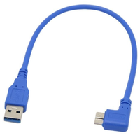 Câble de disque dur Micro BM vers USB 3.0 AM à angle droit de 90 degrés pour microphone/haut-parleur avec gaine en PVC