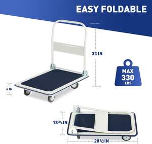 फोल्डेबल मेटल प्लेटफॉर्म ट्रॉली 330lb प्लेटफॉर्म ट्रक रोलिंग फ्लैटबेड के लिए पुश कार्ट डोली को धक्का देना - Product Image 2