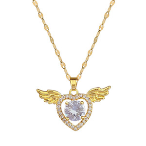 Nouveau Cupidon <span class=keywords><strong>Ange</strong></span> Ailes Amour Collier Femmes Moving Petites Ailes Gland Pendentif Collier Chaîne - Product Image 5