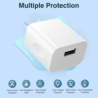 Cargador de Pared USB con Enchufe AU de 5V2A, Puerto Único de 10W, Adaptador de Corriente Universal de Viaje para Teléfono Móvil, Auriculares y Banco de Energía