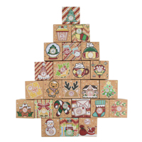 24 pièces, un ensemble, nouveau design, calendrier de l'avent de Noël, dossiers en papier kraft, boîte cadeau compte à rebours, fournitures de fête