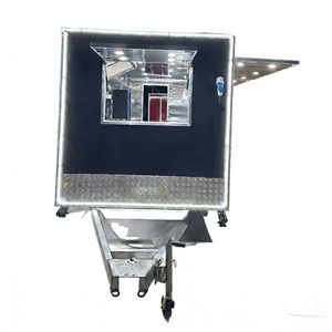 Chariot de vente ambulante multifonctionnel en acier inoxydable à 4 roues, noir, pour crème glacée, nourriture, camping, avec porte arrière - Product Image 3