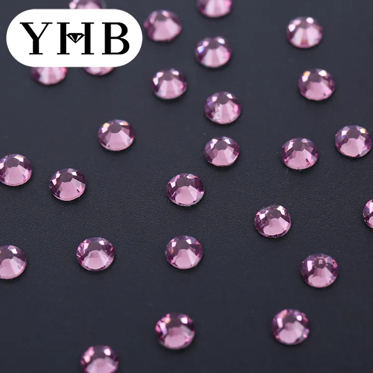 Flatback kính tinh thể phục hồi nhiệt quần áo Rhinestone số lượng lớn bán buôn YHB MC ánh sáng màu hồng Máy cắt kính Cabochon 1 túi