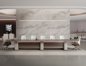 Kích thước lớn sang trọng hiện đại phòng họp nội thất <span class=keywords><strong>v</strong></span>ăn phòng bàn đặt bàn hội nghị <span class=keywords><strong>v</strong></span>ới hộp cáp đa chức năng <span class=keywords><strong>v</strong></span>à dải ánh sáng - Product Image 2