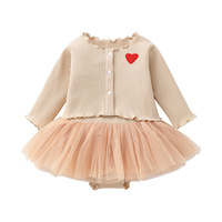 Ensemble Robe et Gilet en Coton Mélangé Style Princesse pour Filles, Manches Longues, Printemps/Automne, Tenue Deux Pièces Formelle Bouffante pour Bébés