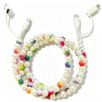 Câble de charge USB Type C 4-en-1 arc-en-ciel perlé, coloré, multi-charge, cadeau tendance