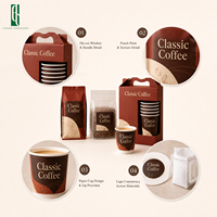 Kit de café portable pour l'extérieur avec boîte de transport, compatible réfrigérateur, filtre à café, sacs et gobelets en papier, idéal pour les voyages, personnalisation de marque par impression en héliogravure