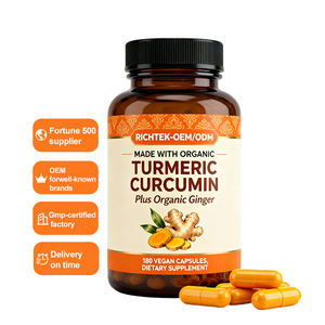 كبسولات الكركم عالية الجودة، مكمل غذائي مصنوع من مستخلصات الأعشاب الطبيعية، خالٍ من المواد المعدلة وراثياً والغلوتين - Product Image 1