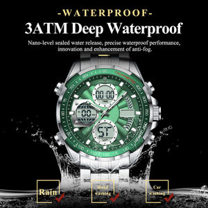 Reloj de Pulsera Deportivo de Moda Poedagar E108 para Hombre, Correa de Acero Inoxidable, Cuarzo, Analógico Digital, LED, Resistente al Agua, Manecillas Luminosas - Product Image 2