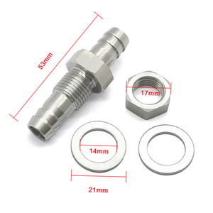 CNC Machined Stainless Steel Bulkhead Hose Connector,Double Barb Through Plate Union Fitting For <b>Car</b> Modification Fluid System - Product Image 3
