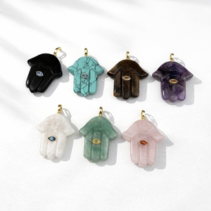 Oferta Especial: Colgante de Piedra Preciosa Tallado a <span class=keywords><strong>Mano</strong></span> con <span class=keywords><strong>Mano</strong></span> de Fátima, Hecho a <span class=keywords><strong>Mano</strong></span> con Piedra Natural, Ojo Chapado en Oro y Cristal de Zirconia, Amuletos de Joyería - Product Image 5