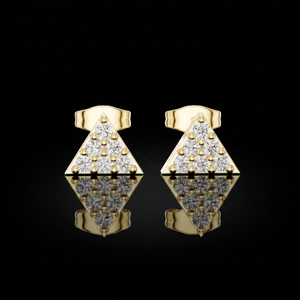 Lab Grown Diamond Geometric Triangle Stud <b>Earrings</b> 6 Stone Cluster 14K 18K <b>Solid</b> Gold Fine Women Jewelry Bridal Anniversary Gif - Product Image 1