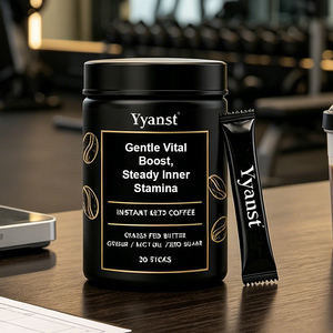 กาแฟคีโตสำเร็จรูปขายส่ง OEM บรรจุภัณฑ์ใหญ่ เพิ่มพลังอย่างอ่อนโยน เสริมความแข็งแกร่งภายใน ปราศจากน้ำตาล น้ำมัน MCT เนยจากวัวที่เลี้ยงด้วยหญ้า 30 ซอง - Product Image 6