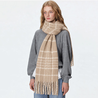 Écharpe d'hiver à carreaux rouges pour femmes, écharpe classique à carreaux avec franges, accessoire de mode confortable pour l'automne et l'hiver, écharpe à carreaux rouges OEM/ODM