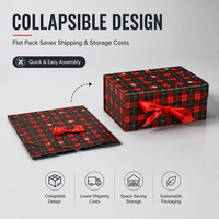Boîte cadeau de Noël pliable en carton rigide, matériaux recyclés, emballage de luxe pour cosmétiques et parfums, fermeture magnétique, boîte rouge