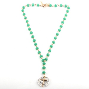 Joyería de moda de oro <span class=keywords><strong>corto</strong></span> <span class=keywords><strong>Rosario</strong></span> collar de cadena de las mujeres de aleación de Disco Cruz colgante collar de Gargantilla - Product Image 2