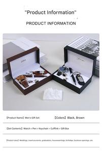 Promotional Leather Executive Father's Day <strong>Gift</strong> <strong>Set</strong> <strong>Watch</strong> Keychain Pen Cufflinks Four <strong>Sets</strong> Of Business Men With Hand <strong>Gift</strong> Box - Product Image 4