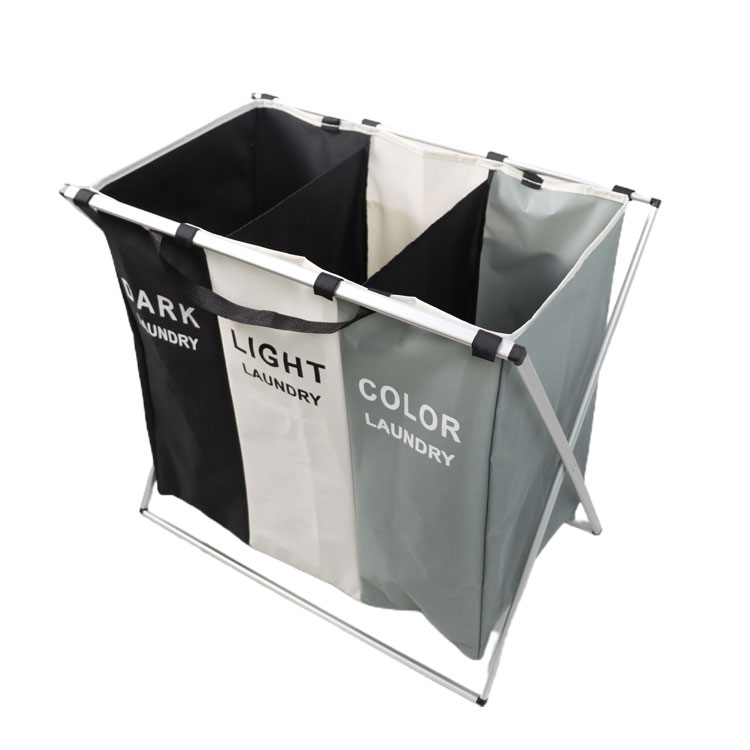 Складная корзина для белья для ванной комнаты, 3 секции, выдвижная, черно-белая, современная, водонепроницаемая, отсеки, оптовая продажа
