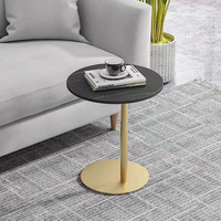 Table d'appoint ronde moderne et simple pour salon, table basse en métal avec plateau en ardoise pour hôtel et appartement