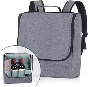 New 2 Bottles <b>Wine</b> Bag <b>Wine</b> Backpack <b>Carrier</b> with Cooler Bag for Picnic, Hiking, Biking, <b>Wine</b> Tasting - Product Image 2