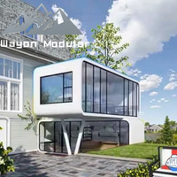 Villa préfabriquée de luxe de deux étages à structure en acier sur mesure Wayon avec pilotis en V pour jardin résidentiel