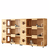 Villa pour chat respirante en bois massif, multi-niveaux, pour exposition en magasin d'animaux, maison pour chat et armoire de reproduction