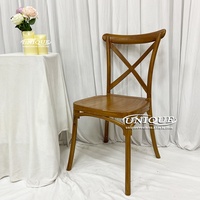 Chaises de mariage classiques modernes en plastique à motif bois, dossier croisé, pour banquets intérieurs, fêtes de jardin, événements en appartement