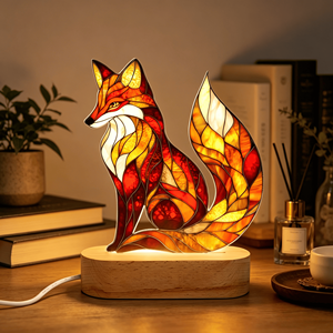 Lámpara Nocturna con Base de Madera, Kit de Mosaico de Vidrio con Diseño de Zorro, Incluye Azulejos de Mosaico de Vidrio Coloridos, Divertida y Creativa Lámpara Nocturna de Animales para Manualidades - Product Image 2