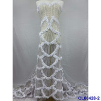 Tissu en dentelle de tulle à sequins 3D, maille brodée écologique en polyester/coton, nouvelle arrivée pour robes