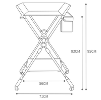 Berceau en métal simple avec table à langer pliable pour nouveau-né Table tactile pour le nettoyage des couches de toilette