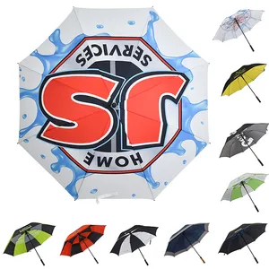 Guarda-chuva de golfe personalizado com logotipo de marca grande e transparente para publicidade, guarda-chuva de golfe promocional à prova de vento com logotipo aberto automático