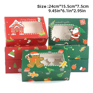 Boîte à cupcakes de Noël personnalisée avec fenêtre, emballage en papier pour desserts, muffins, beignets, tartes aux œufs, boîte cadeau de boulangerie avec couvercle transparent, vente en gros - Product Image 1