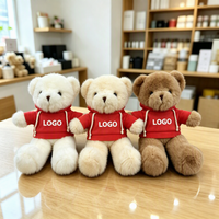 Ours en peluche moelleux personnalisé avec logo, sweat à capuche, jouet en peluche, ours en peluche imprimé avec logo personnalisé, vente en gros, cadeau promotionnel pour école ou entreprise