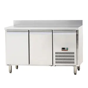 Double Door Workbench Refrigerator/ss Top Kitchen Equipment/bench Freezer with Drawers Provided Fan Cooling