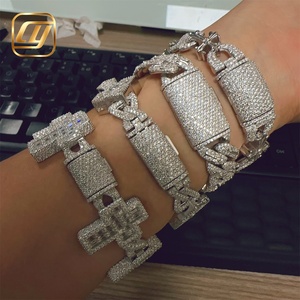 Pulsera de Plata de Ley 925 con Moissanita Certificada GRA, Joyería Fina Hip Hop, Cadena Cubana con Cruz, 13 14 25MM - Product Image 6