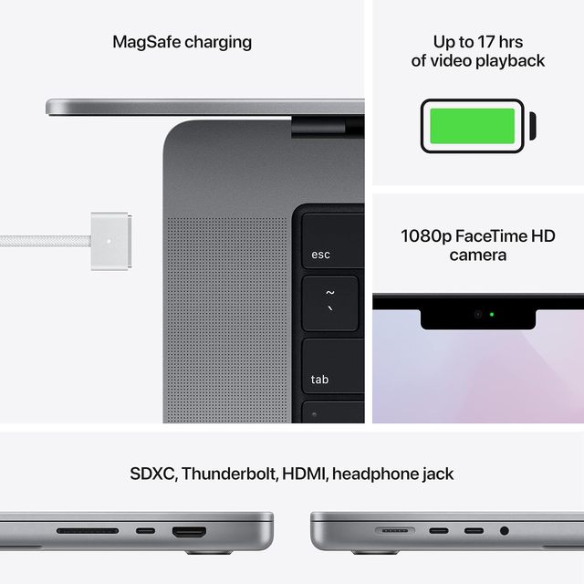 For 2021 for Pro with for M1 Pro Chip (14-inch 16GB RAM 1TB SSD Storage Dedicated Graphics) Space Gray