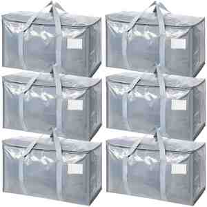 Paquete de 6 Bolsas de Almacenamiento Plegables de Polietileno (PE) Resistentes, Transparentes, con Tapas y Cierres para Ropa, Ropa de Cama, Edredones, Juguetes - Bolsas para Mudanza - Product Image 4
